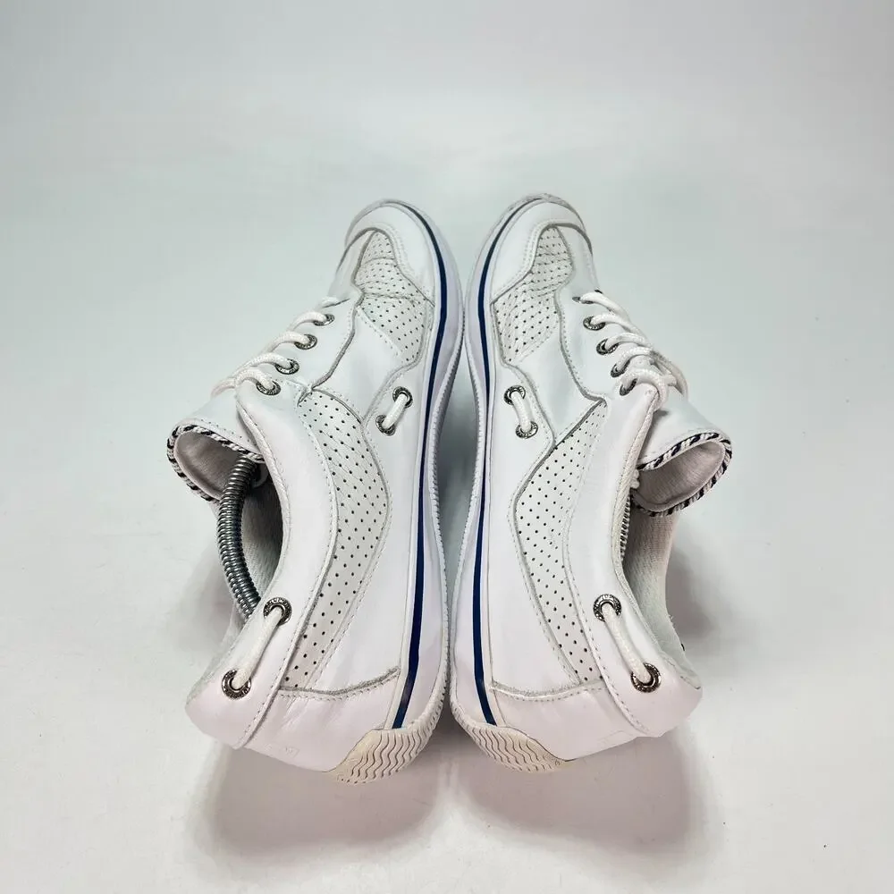 Sperry Top-Sider White Nautical Leather Casual Classic Boat Shoes Women's Sz 9.5